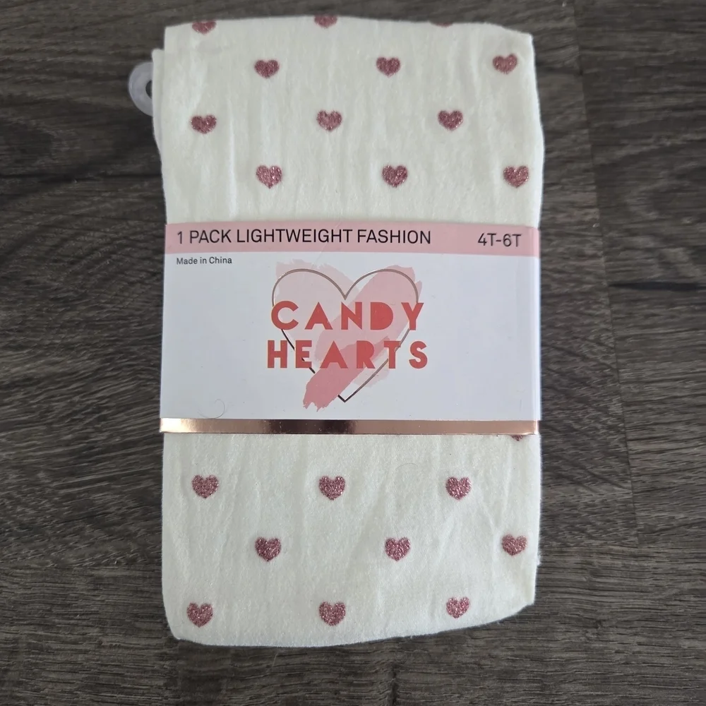 Girls Tights With Heart Patterns Size 4t-6t NEW